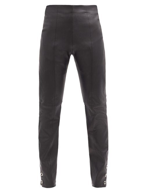 High-rise Eyelet Zip-cuff Leather Trousers