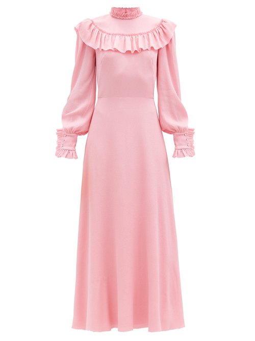The Vampire’s Wife – The Firefly Ruffled Silk-blend Dress Pink
