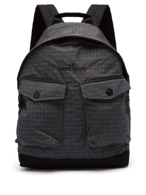 Stone Island - Logo-embroidered Reflective-ripstop Backpack - Mens - Black