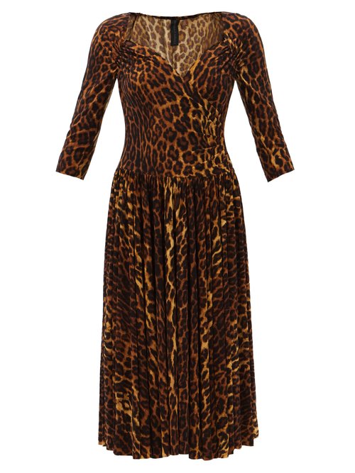 Norma Kamali - Sweetheart-neck Leopard-print Jersey Dress Animal