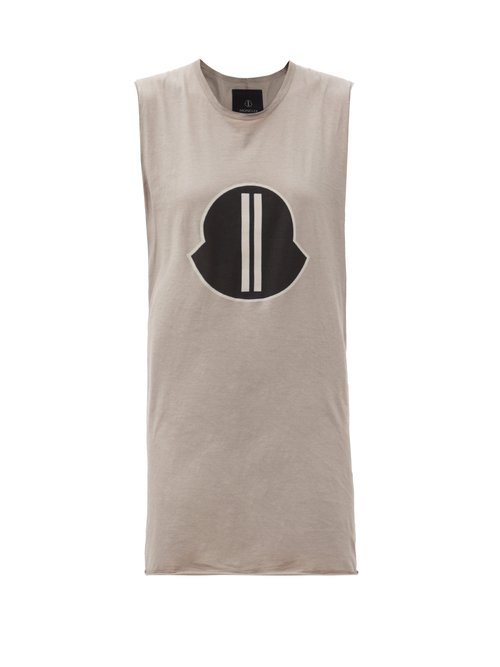Moncler + Rick Owens - Logo-print Cotton-jersey Tank Top - Womens - Brown