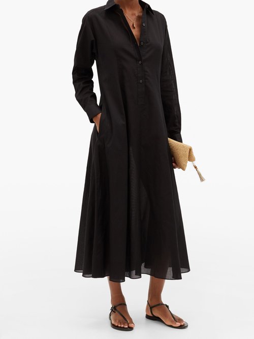 Three Graces London Fallon Cotton-gauze Shirt Dress Black