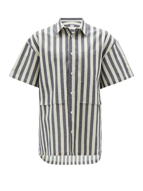 Lineman Short-sleeved Striped Cotton-blend Shirt