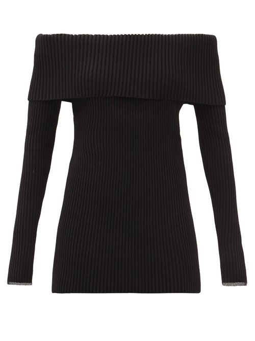 Proenza Schouler – Off-the-shoulder Ribbed Sweater Black