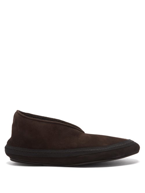 The Row – Fairy Suede And Shearling Boots Dark Brown