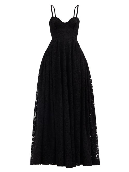 Emilia Wickstead – Diamona Sweetheart-neckline Embroidered-lace Gown Black