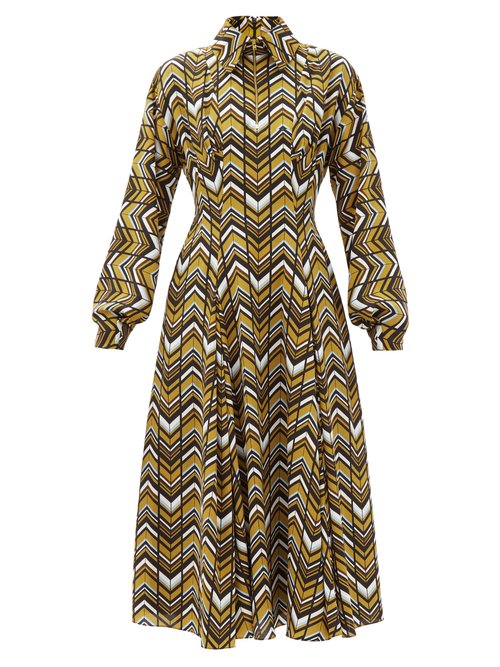 Buy Emilia Wickstead - Dannie Zigzag-print Crepe Shirt Dress Brown Multi online - shop best Emilia Wickstead clothing sales
