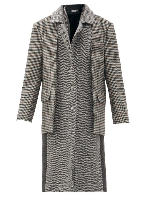 Preen By Thornton Bregazzi – Loretta Layered Deadstock Wool-twill Coat Grey
