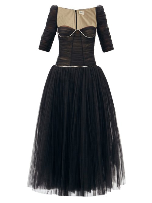 Khaite - Desi Crystal-embellished Tulle Dress Black