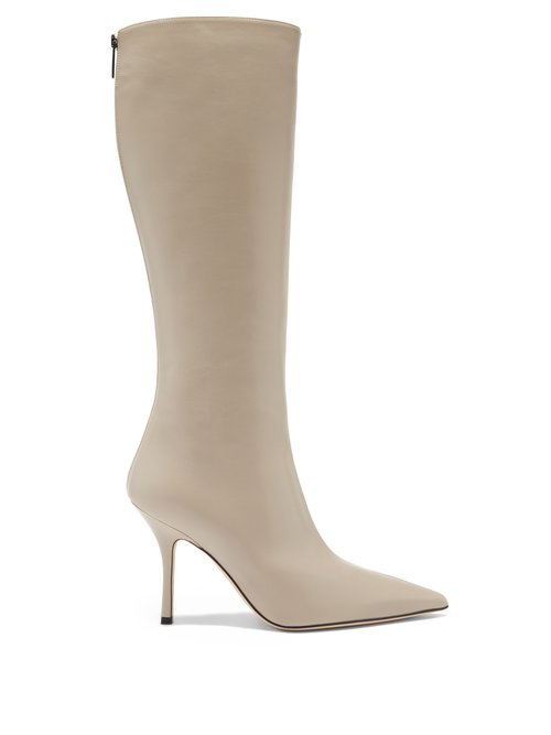 Paris Texas - Mama Knee-high Leather Boots Beige