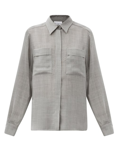 Raey - Sheer Wool-blend Shirt Grey Marl