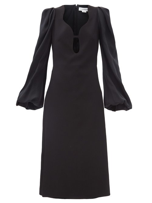 Buy Victoria Beckham - Keyhole-cutout Crepe Midi Dress Black online - shop best Victoria Beckham clothing sales
