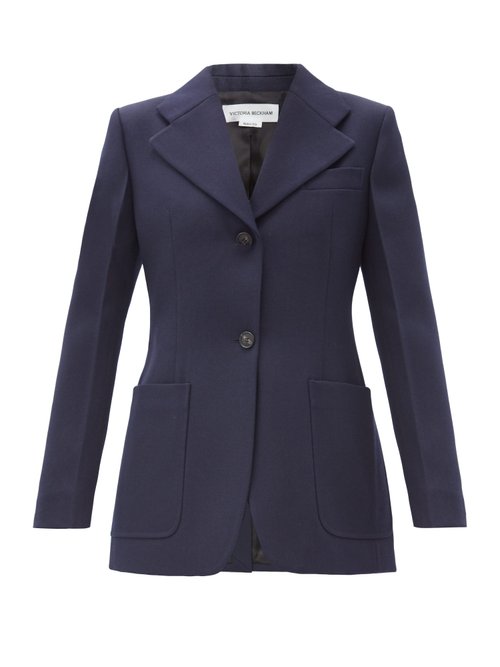 Buy Victoria Beckham - Single-breasted Wool-twill Jacket Navy online - shop best Victoria Beckham clothing sales