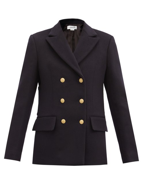 Buy Victoria Beckham - Double-breasted Wool-blend Pea Coat Navy online - shop best Victoria Beckham clothing sales