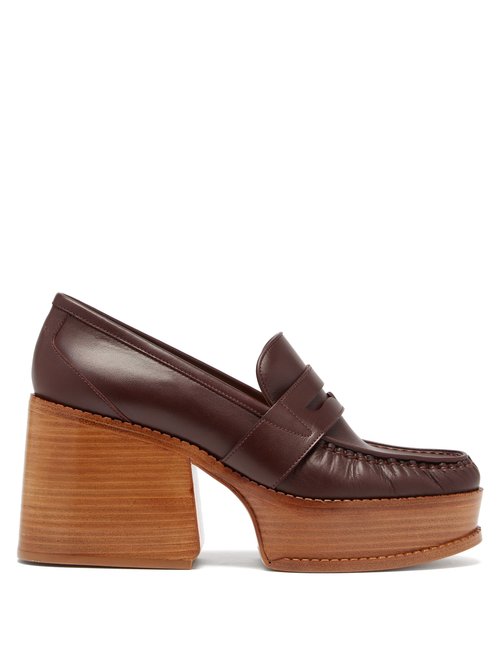 Gabriela Hearst - Augusta Leather Penny Loafers Burgundy
