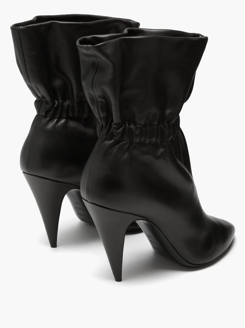 Saint Laurent XIV 80mm Leather Ankle Boots - Black