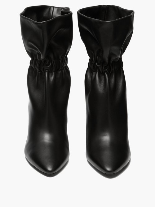 Saint Laurent XIV 80mm Leather Ankle Boots - Black