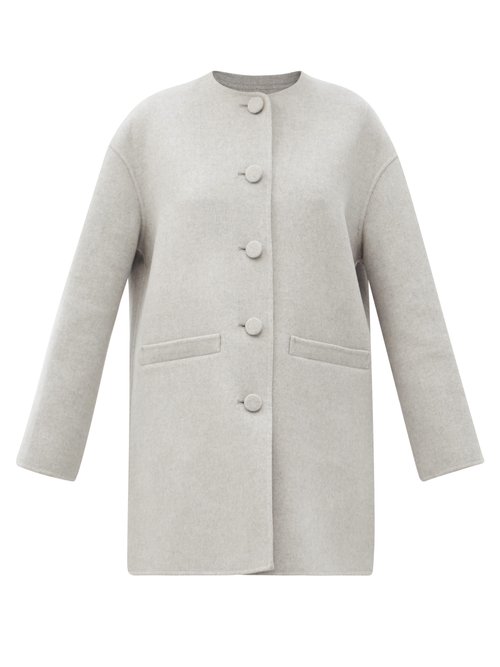 Buy Marc Jacobs Runway - Dropped-shoulder Felted Wool-blend Jacket Light Grey online - shop best Marc Jacobs Runway clothing sales