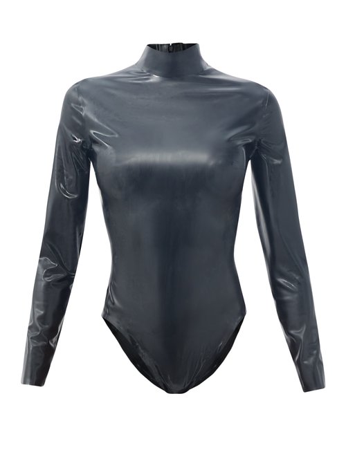 Saint Laurent - High-neck Latex Bodysuit Black