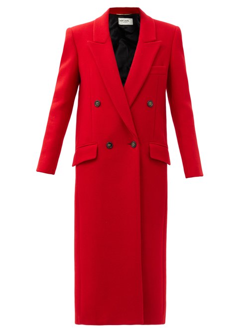 Saint Laurent - Longline Felted Cashmere-blend Coat Red