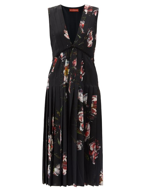 Altuzarra – Bonnie Floral-print Crepe Midi Dress Black