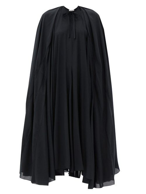 Buy Balenciaga - Caped Satin-crepe Dress Black online - shop best Balenciaga clothing sales