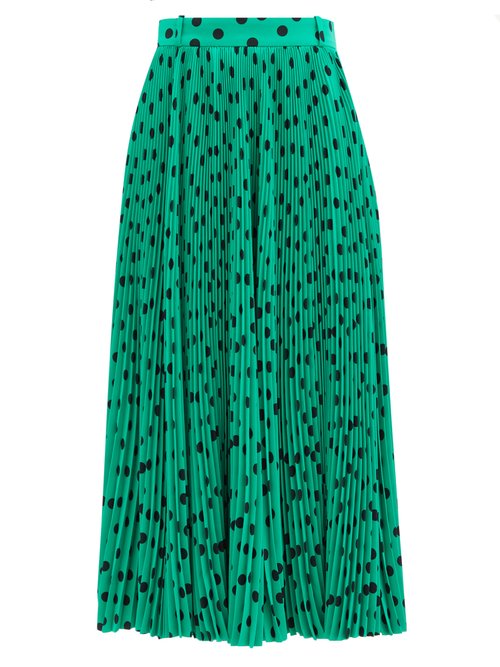 Balenciaga Logo-jacquard polka-dot silk skirt
