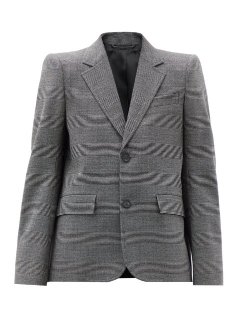 Balenciaga – Single-breasted Check Wool Jacket Black White