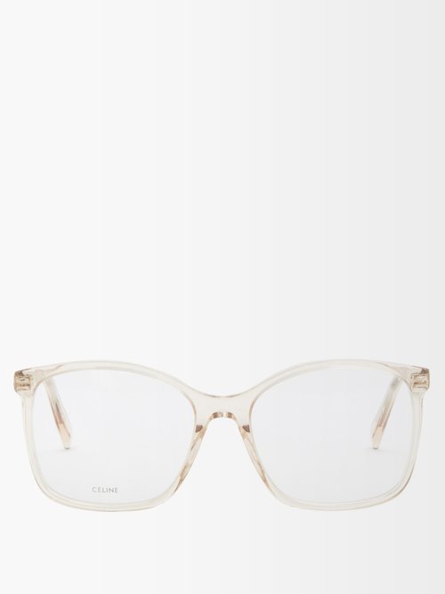 Celine Eyewear - Oversized Square Acetate Glasses - Womens - Nude