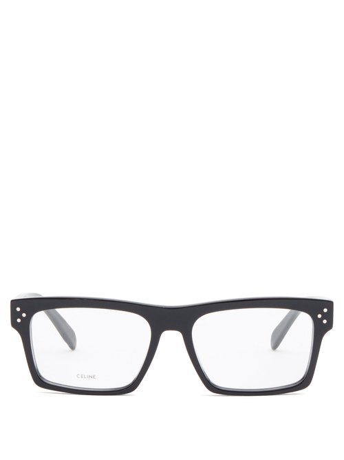 Celine Eyewear - Flat-top Rectangular Acetate Glasses - Womens - Black