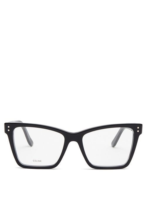 Celine Eyewear - Rectangular Cat-eye Acetate Glasses - Womens - Black