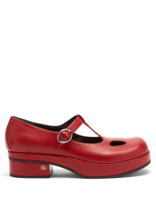 Gucci - Vanda Leather Mary Jane Pumps Red