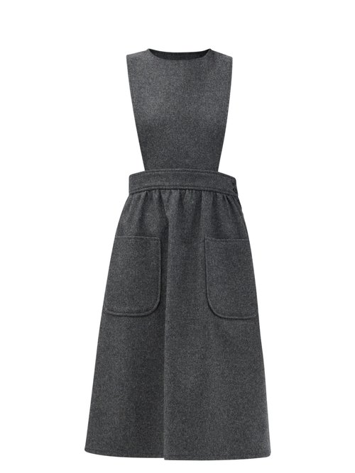 Buy Gucci - Patch-pocket Wool Pinafore Dress Grey online - shop best Gucci clothing sales