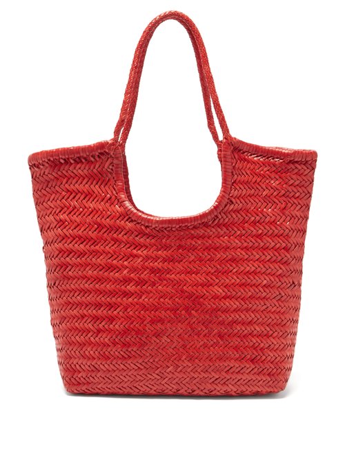 Dragon Diffusion - Triple Jump Small Woven-leather Basket Bag - Womens - Red