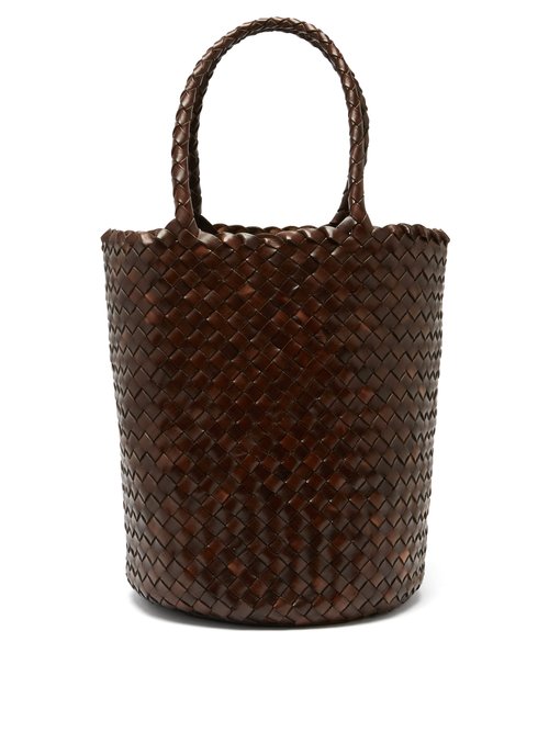 Dragon Diffusion - Jacky Woven Leather Basket Bag - Womens - Dark Brown