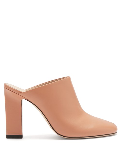 Wandler - Casta Block-heel Leather Mules Pink