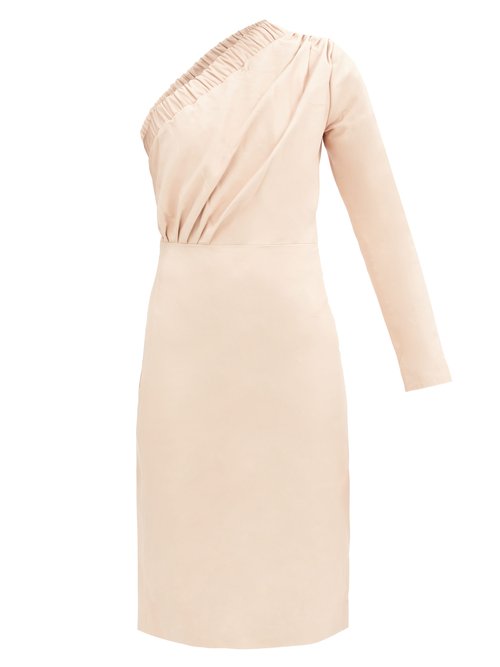 Dodo Bar Or - Gorgiee Asymmetric One-shoulder Leather Dress Light Pink