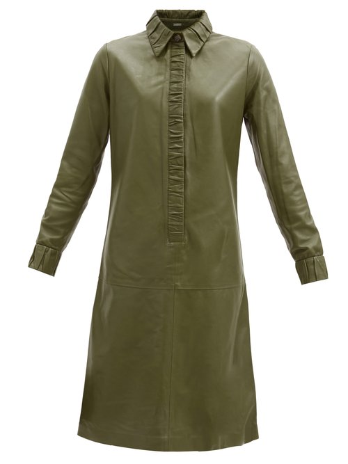 Dodo Bar Or – Pattie Ruched-edge Leather Dress Light Green