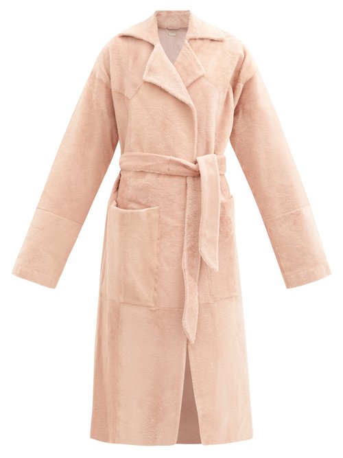 Dodo Bar Or – Collie Shearling Wrap Coat Light Pink