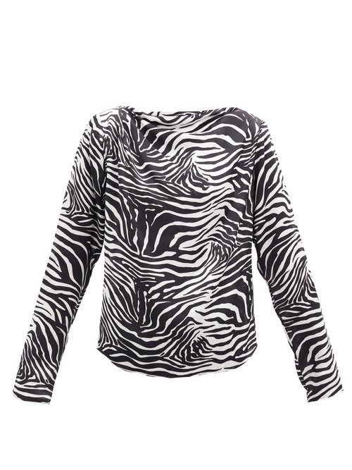 Gauge81 – Yamagata Draped Zebra-print Silk Blouse Animal