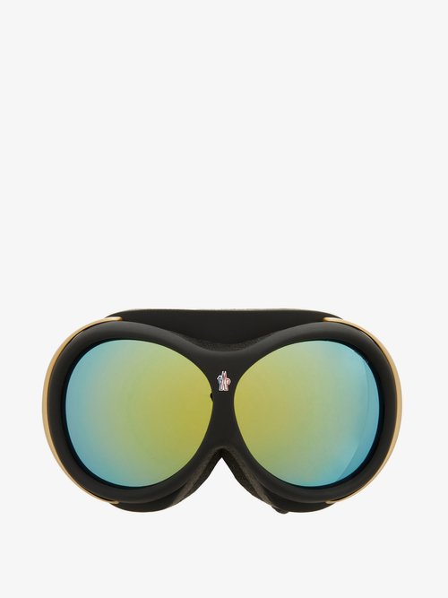 Moncler Logo-jacquard Strap Ski Goggles In 02c Matte Black S