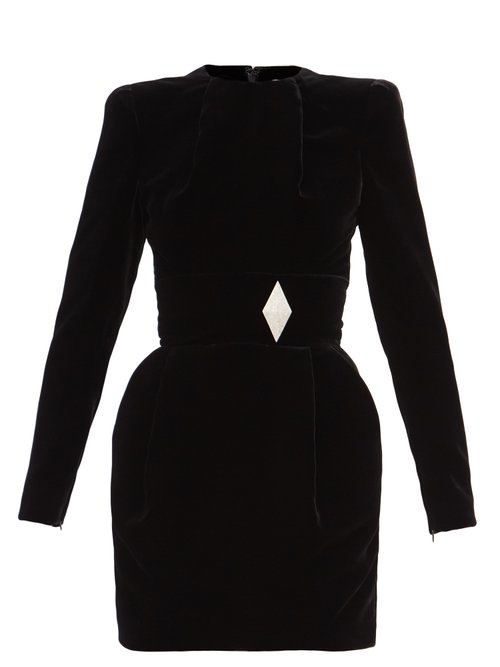 Buy Alexandre Vauthier - Boulder Crystal-embellished Velvet Mini Dress Black online - shop best Alexandre Vauthier clothing sales