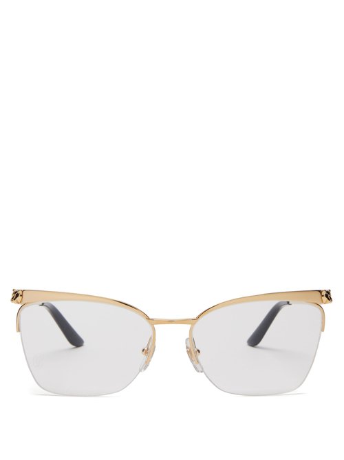 Cartier Eyewear - Core Cat-eye Metal Glasses - Womens - Gold
