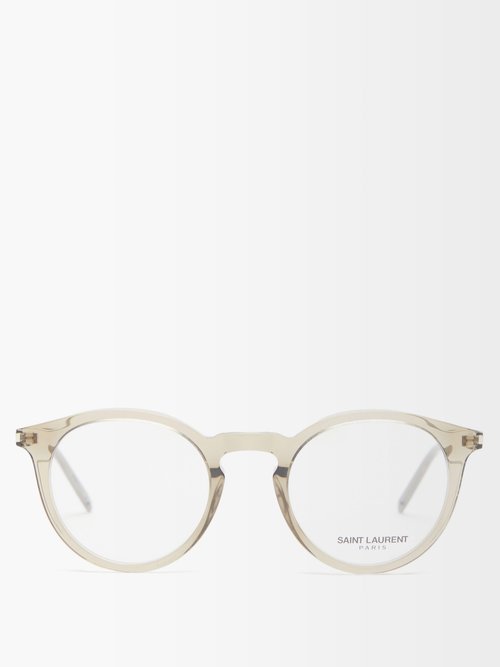 Saint Laurent - Logo-engraved Round Acetate Glasses - Womens - Clear