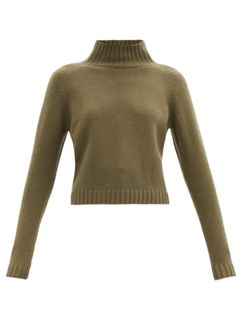 The Elder Statesman - Highland High-neck Cashmere Sweater Khaki