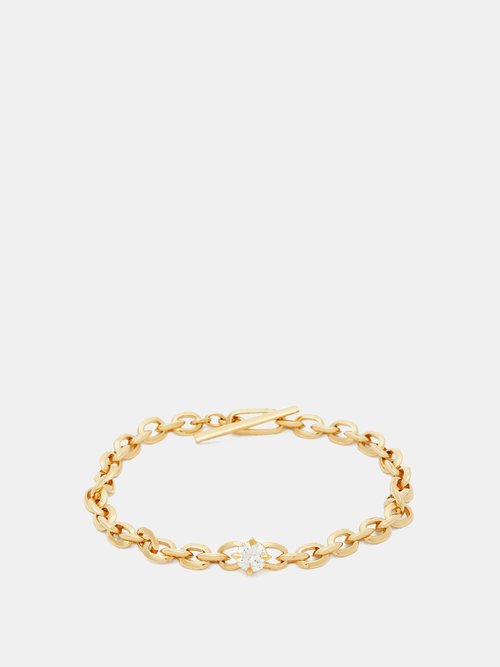 Lizzie Mandler Knife Edge Diamond & 18kt Gold Chain Bracelet