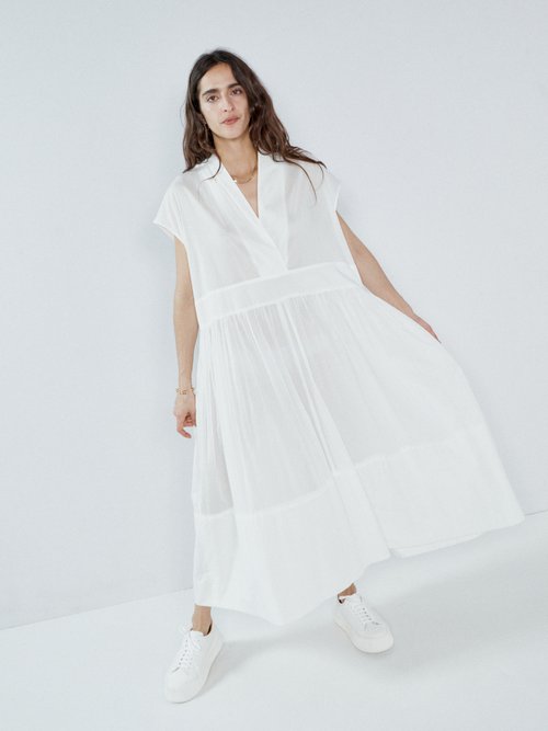 Raey - Sheer Striped Relaxed Cotton Dress White
