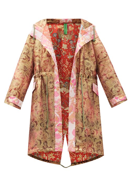 Rianna + Nina – Vintage Silk-brocade Hooded Coat Multi