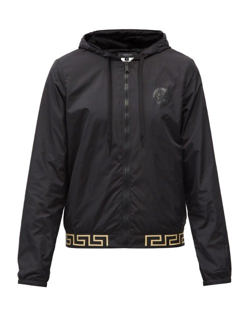 Versace - Greco-jacquard Hooded Zip-up Jacket - Mens - Black Multi