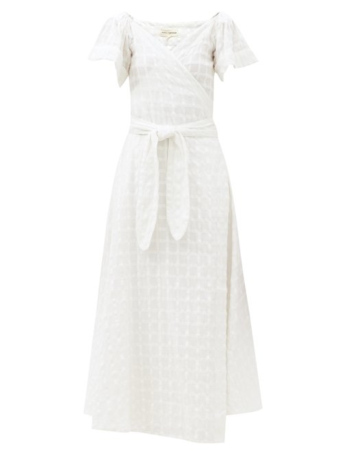 Mara Hoffman - Adelina Wrap-front Check Cotton Dress White